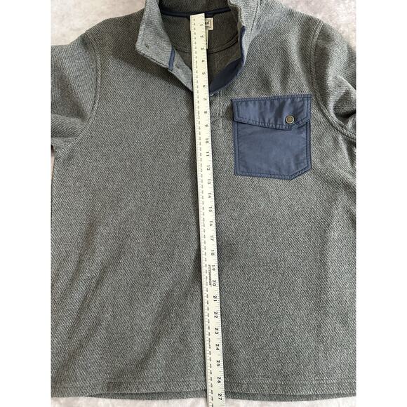 L.L. Bean Allagash Fleece Henley Men’s Medium Gray Elbow Patched Snap Mock - Picture 6 of 9